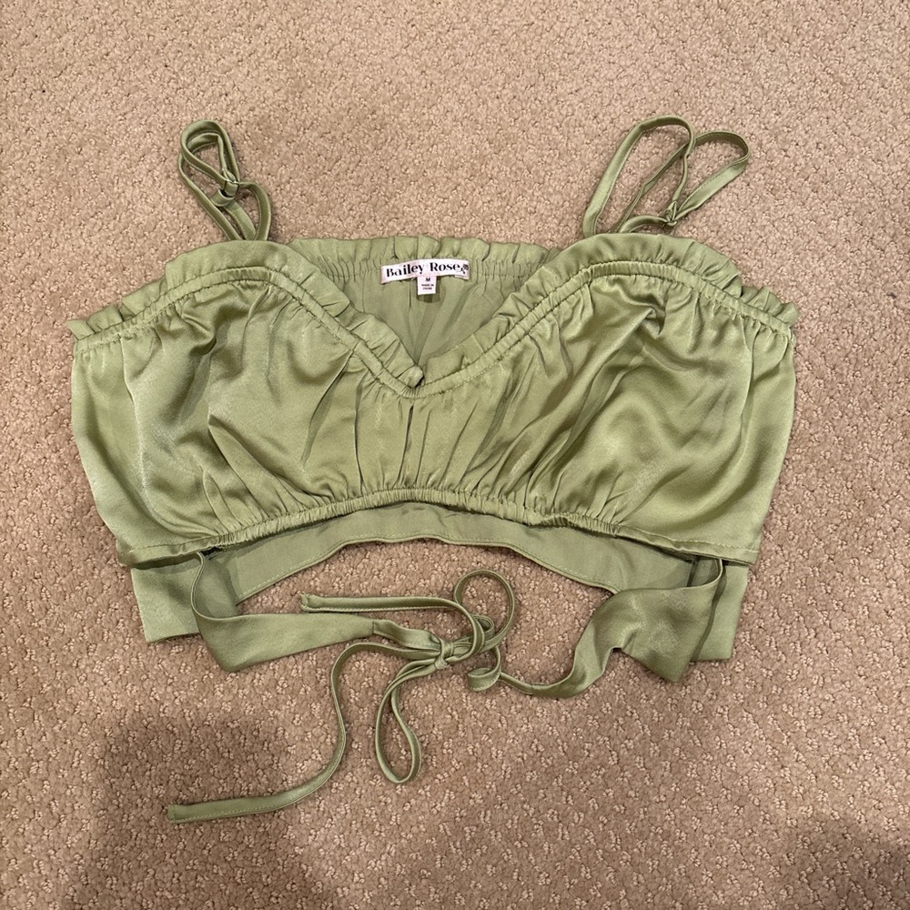 Bailey Rose green satin tie wrap top